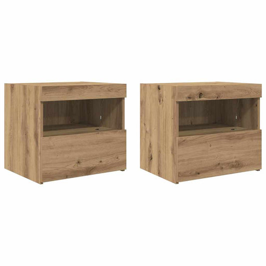 vidaXL Κομοδίνο 2 pcs artisan δρυς 50 x 40 x 45 cm Επεξεργασμένο ξύλο