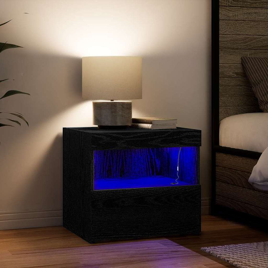 vidaXL Κομοδίνο Μαύρη δρυς 50 x 40 x 45 cm Επεξεργασμένο ξύλο