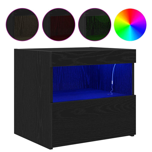 vidaXL Κομοδίνο Μαύρη Οξυά 50 x 40 x 45 cm Επεξεργασμένο ξύλο