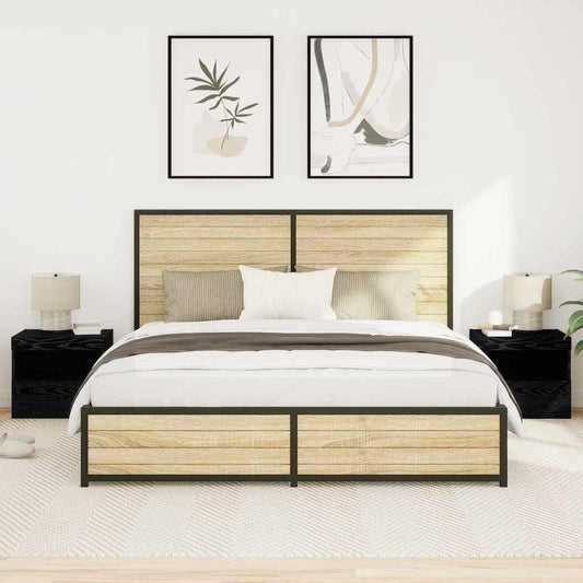 vidaXL Κομοδίνο 2 pcs Μαύρη δρυς 50 x 40 x 45 cm Επεξεργασμένο ξύλο