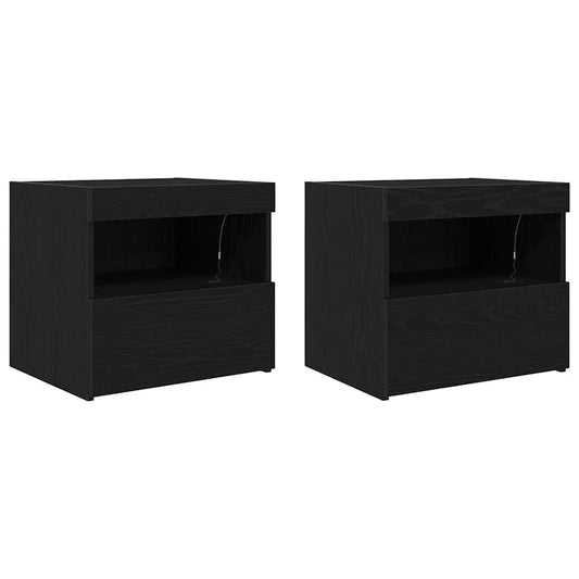vidaXL Κομοδίνο 2 pcs Μαύρη δρυς 50 x 40 x 45 cm Επεξεργασμένο ξύλο