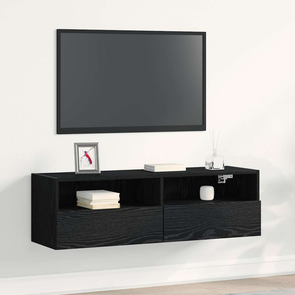 vidaXL Ντουλάπι Τηλεόρασης Τοίχου Μαύρη Οξυά 100 x 30 x 30 cm