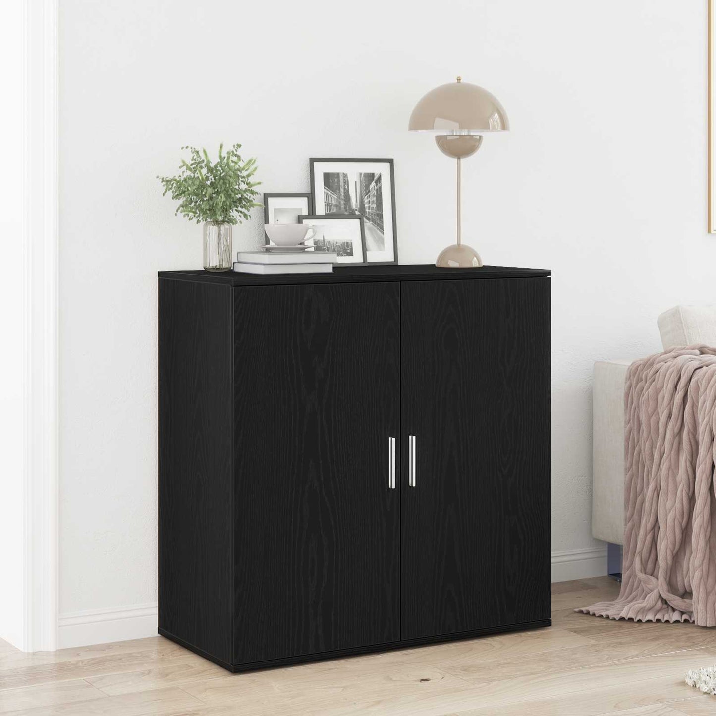 vidaXL Πλαϊνό γραφείο Μαύρη Οξυά 79 x 38 x 80 εκ. Επεξεργασμένο Ξύλο
