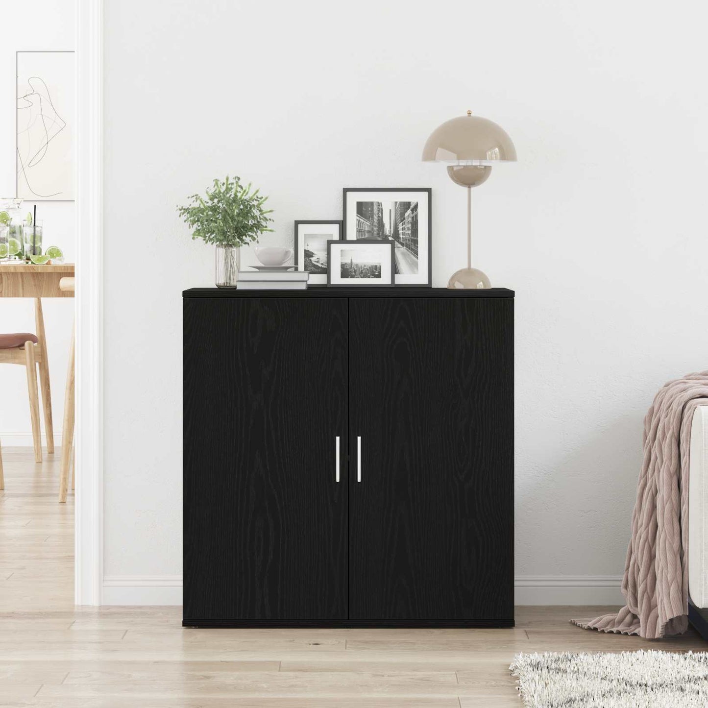 vidaXL Πλαϊνό γραφείο Μαύρη Οξυά 79 x 38 x 80 εκ. Επεξεργασμένο Ξύλο