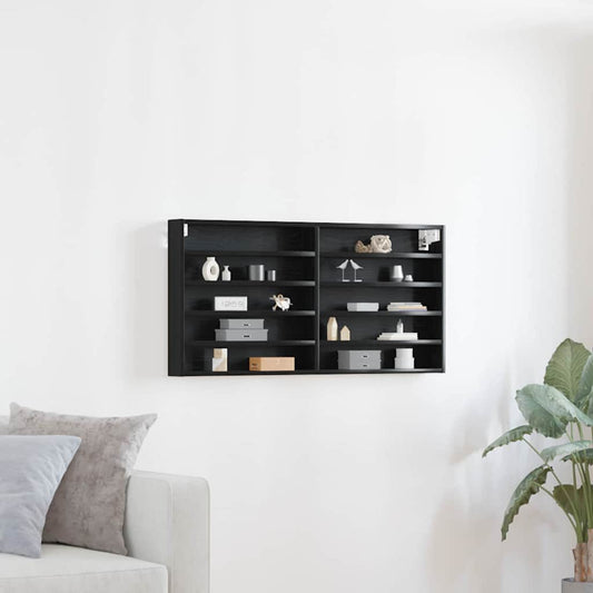 vidaXL Βιτρίνα με ράφι Μαύρη Οξυά 100 x 8,5 x 50 cm Επεξεργασμένο ξύλο