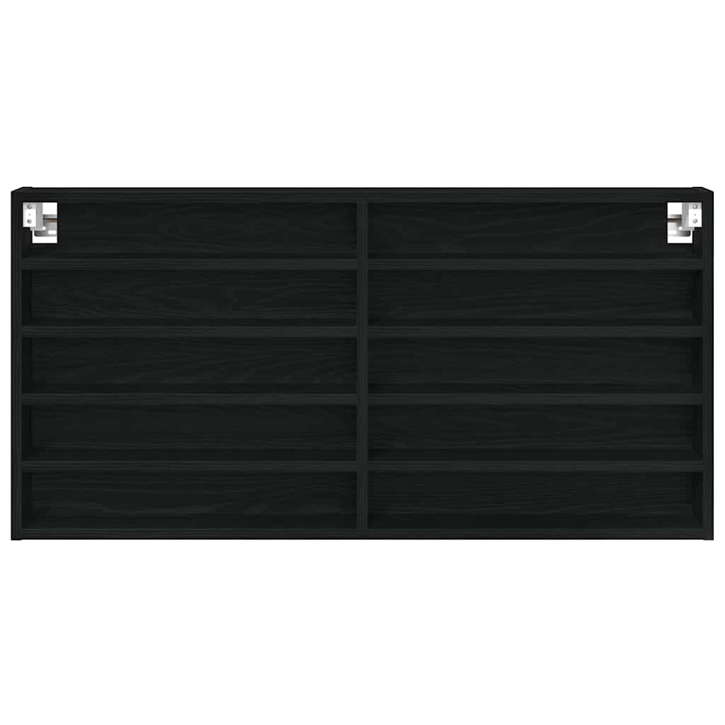 vidaXL Βιτρίνα με ράφι Μαύρη Οξυά 100 x 8,5 x 50 cm Επεξεργασμένο ξύλο