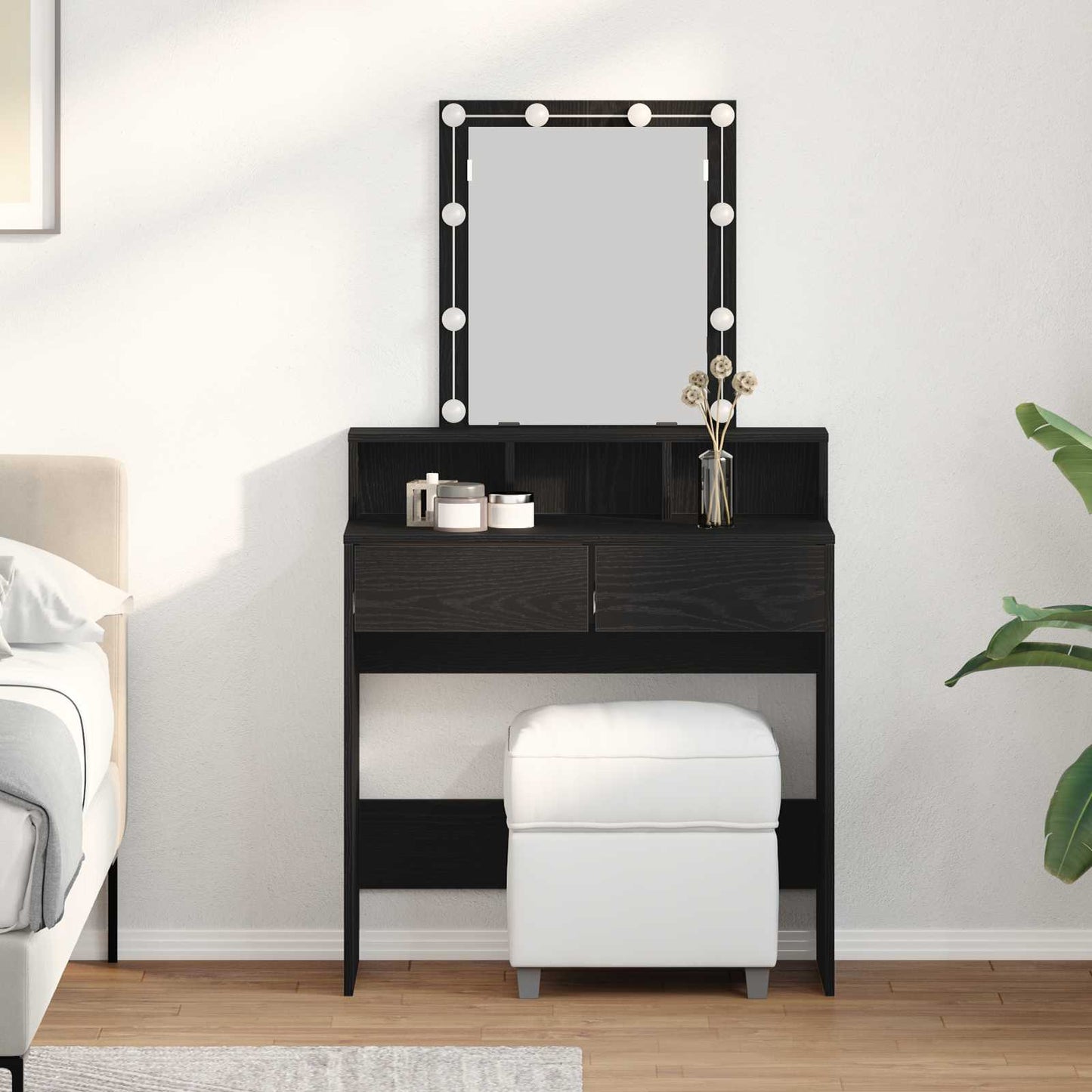 vidaXL Κομμωτήριο Μαύρη δρυς 80 x 41 x 144.5 εκ Επεξεργασμένο Ξύλο
