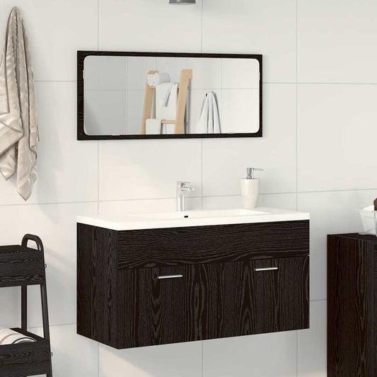 vidaXL Σετ Επίπλων Μπάνιου 2 pcs Μαύρη Οξυά Επεξεργασμένο ξύλο