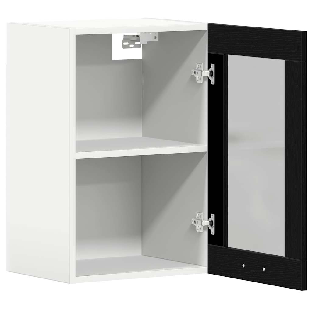 vidaXL Κρεμαστό Γυάλινο Ντουλάπι Μαύρο Δρυς 40x31x60 εκ. από Τεχνητό Ξύλο