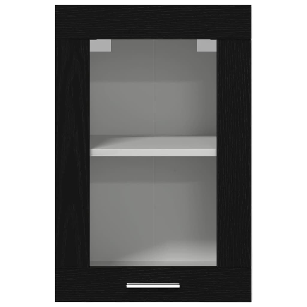 vidaXL Κρεμαστό Γυάλινο Ντουλάπι Μαύρο Δρυς 40x31x60 εκ. από Τεχνητό Ξύλο