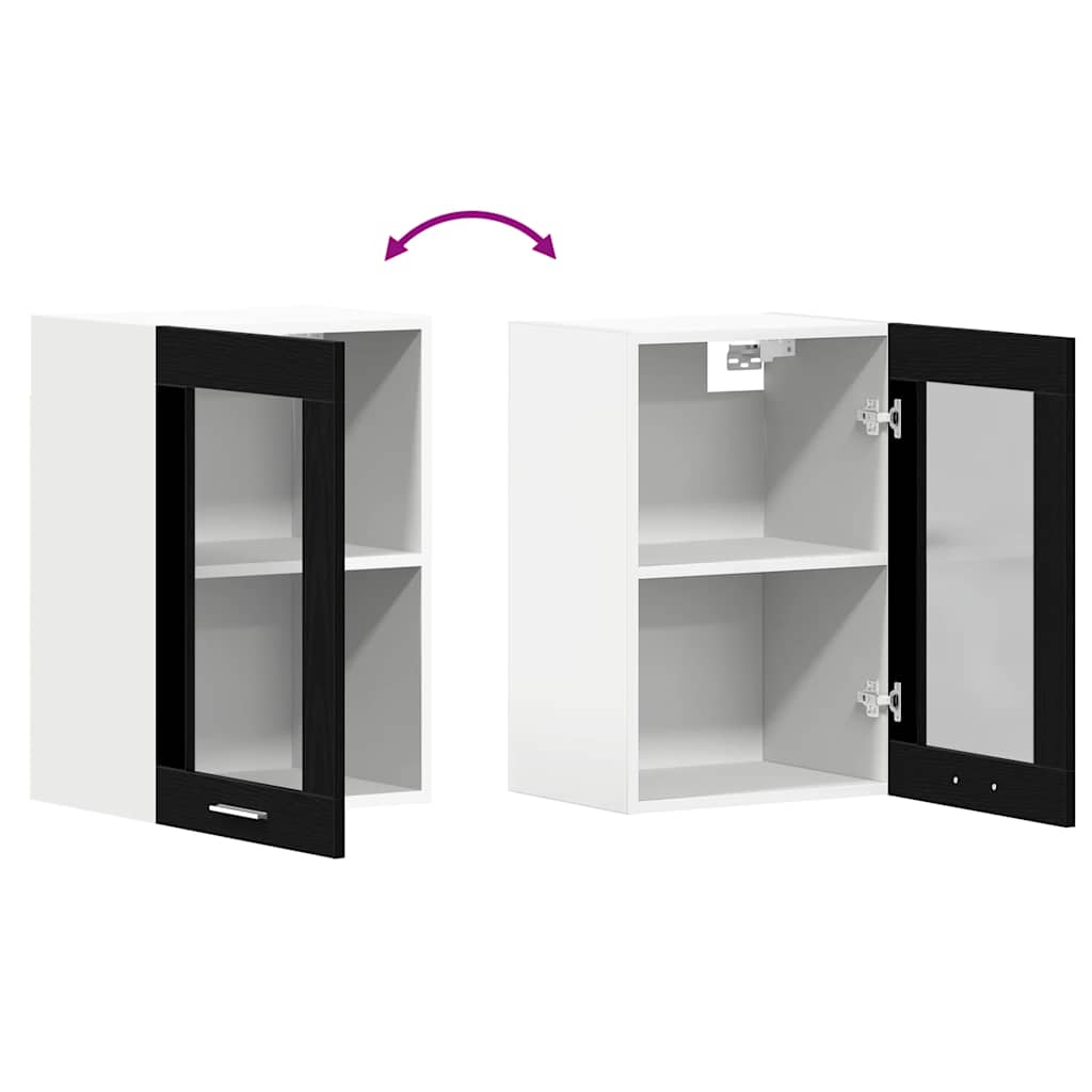 vidaXL Κρεμαστό Γυάλινο Ντουλάπι Μαύρο Δρυς 40x31x60 εκ. από Τεχνητό Ξύλο