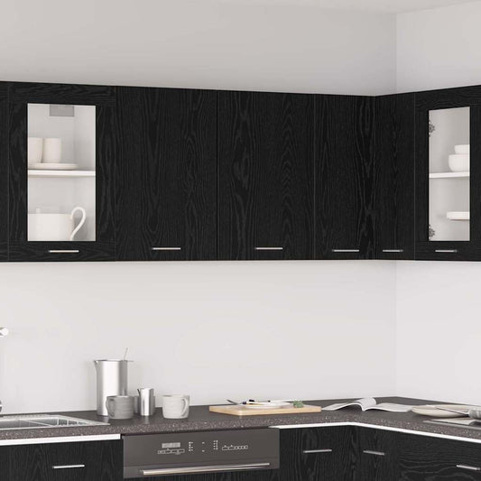 vidaXL Κρεμαστό ντουλάπι με ράφι Lyon Μαύρη Οξυά 80 x 31 x 60 εκ