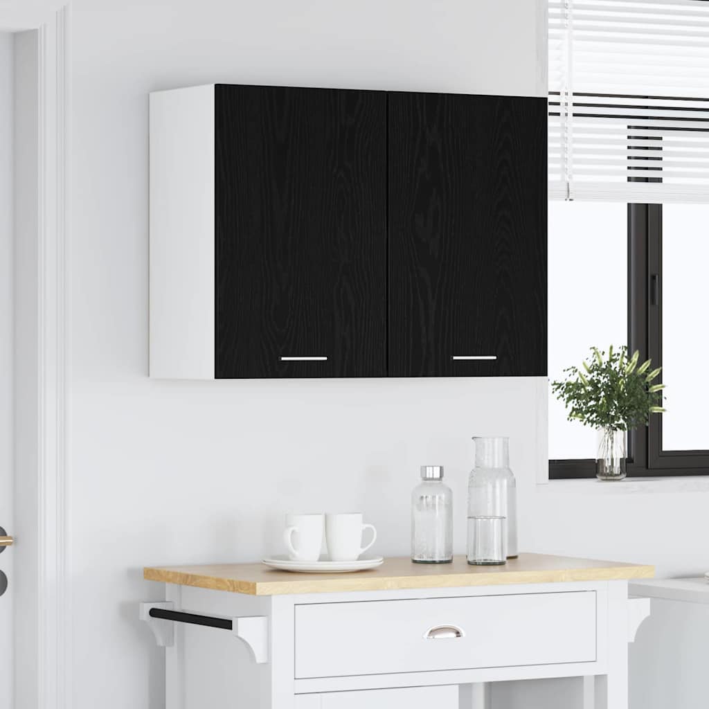 vidaXL Κρεμαστό ντουλάπι με ράφι Lyon Μαύρη Οξυά 80 x 31 x 60 εκ