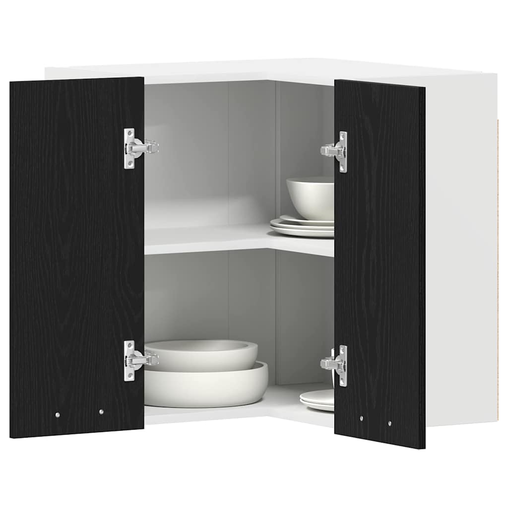 vidaXL Κρεμαστή Γωνιακή Ντουλάπα με ράφι Μαύρη δρυς 57 x 57 x 60 εκ