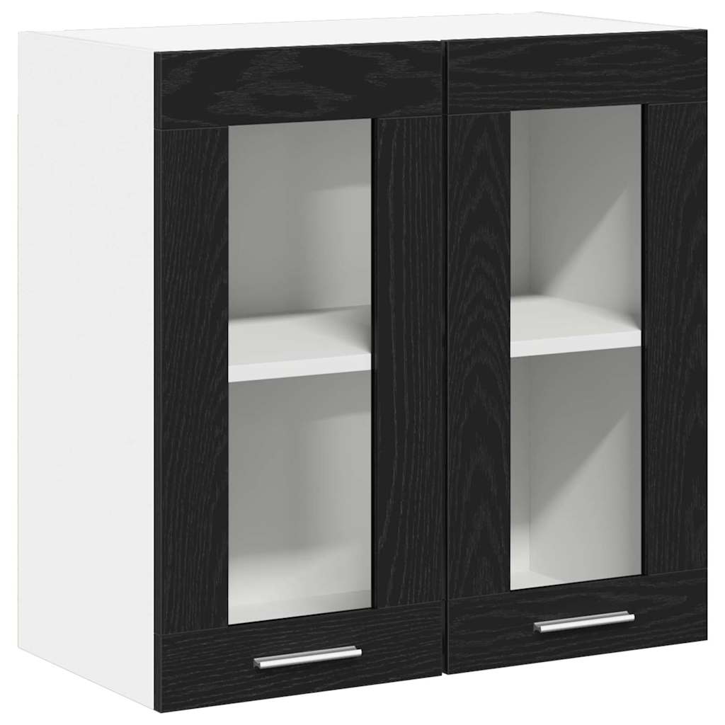 vidaXL Κρεμαστή Γυάλινη Ντουλάπα Riga Μαύρη δρυς 60 x 31 x 60 εκ.