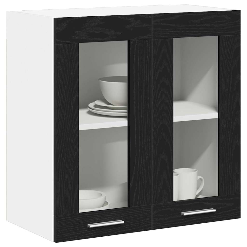 vidaXL Κρεμαστή Γυάλινη Ντουλάπα Riga Μαύρη δρυς 60 x 31 x 60 εκ.