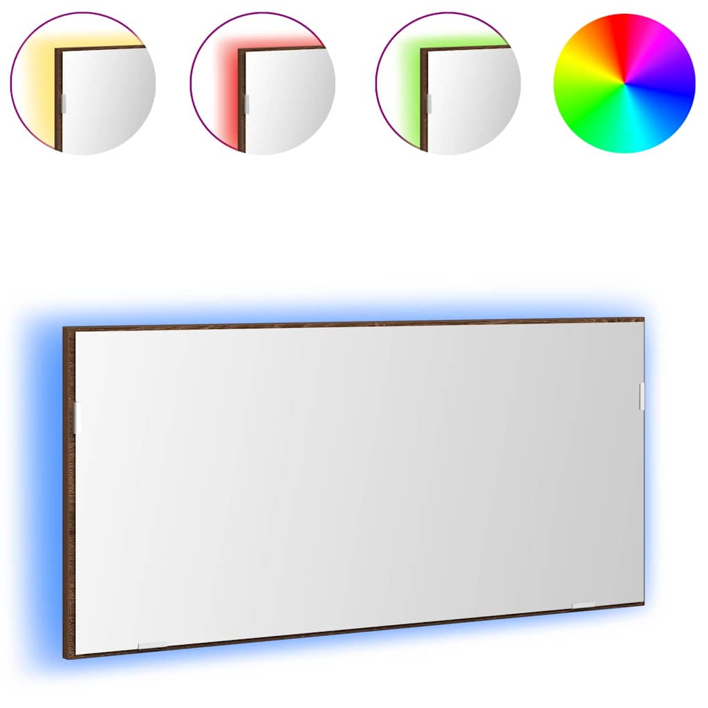 vidaXL Καθρέφτης Μπάνιου Καφέ δρυς 80 x 8.5 x 37 εκ Επεξεργασμένο ξύλο