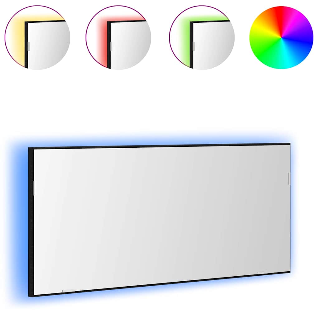 vidaXL Καθρέφτης Μπάνιου με φώτα καθρέφτη Μαύρη δρυς 80 x 8.5 x 37 εκ