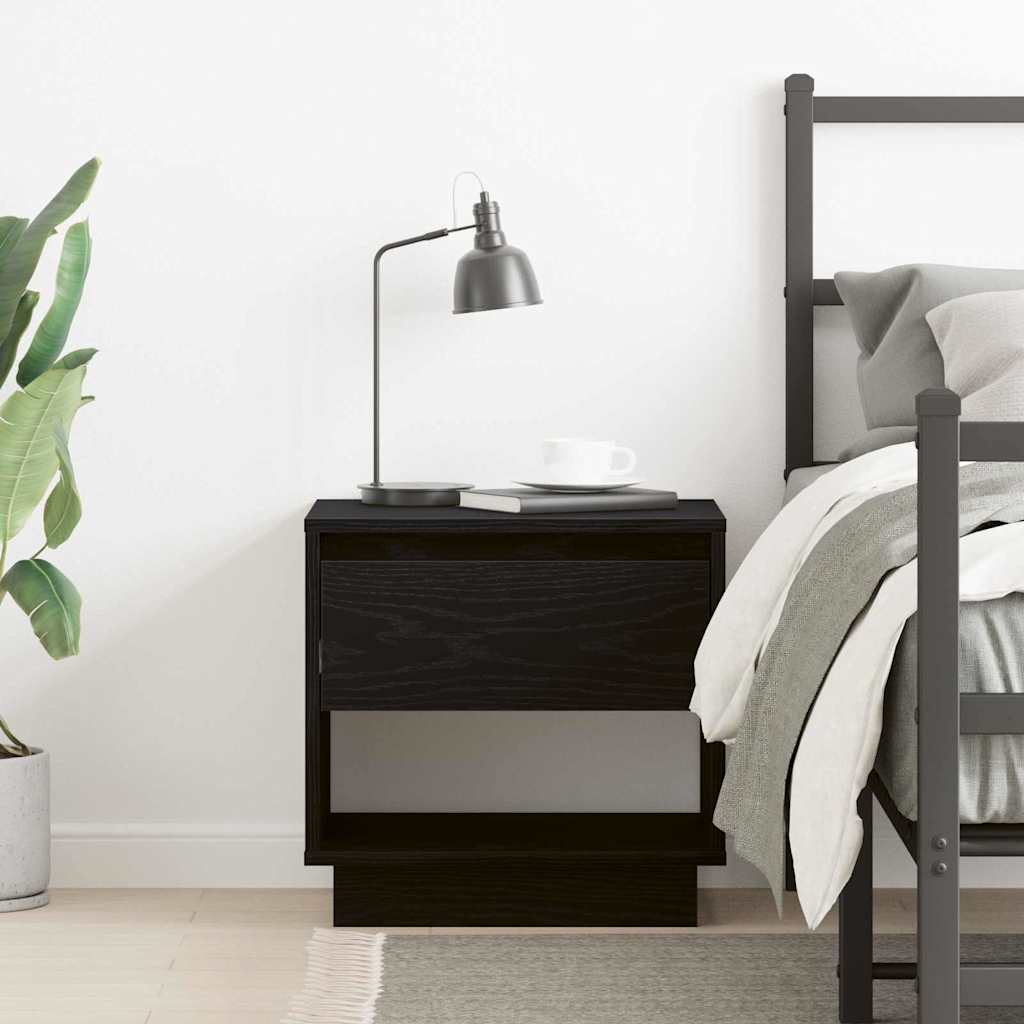 vidaXL Κομοδίνο Μαύρη Οξυά 45 x 34 x 44 εκ Επεξεργασμένο ξύλο