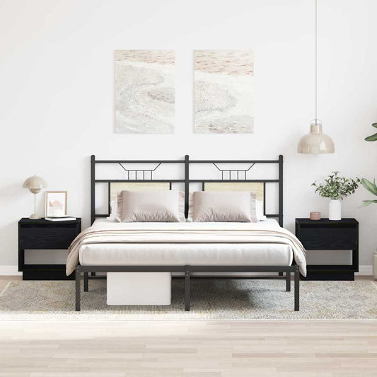 vidaXL Κομοδίνο 2 pcs Μαύρη Οξυά 45 x 34 x 44 εκ Επεξεργασμένο ξύλο