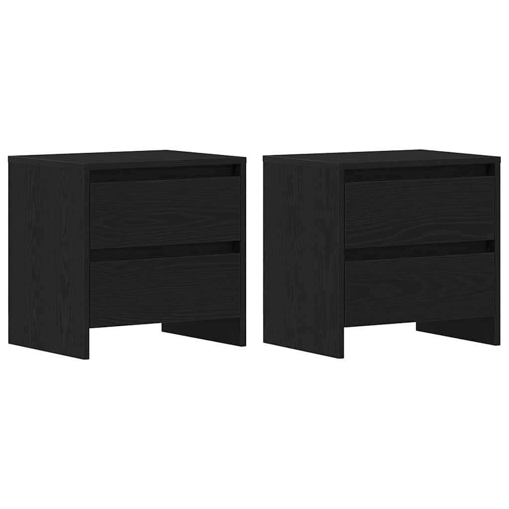 vidaXL Κομοδίνο 2 pcs Μαύρη Οξυά 45 x 34 x 44,5 εκ Επεξεργασμένο ξύλο