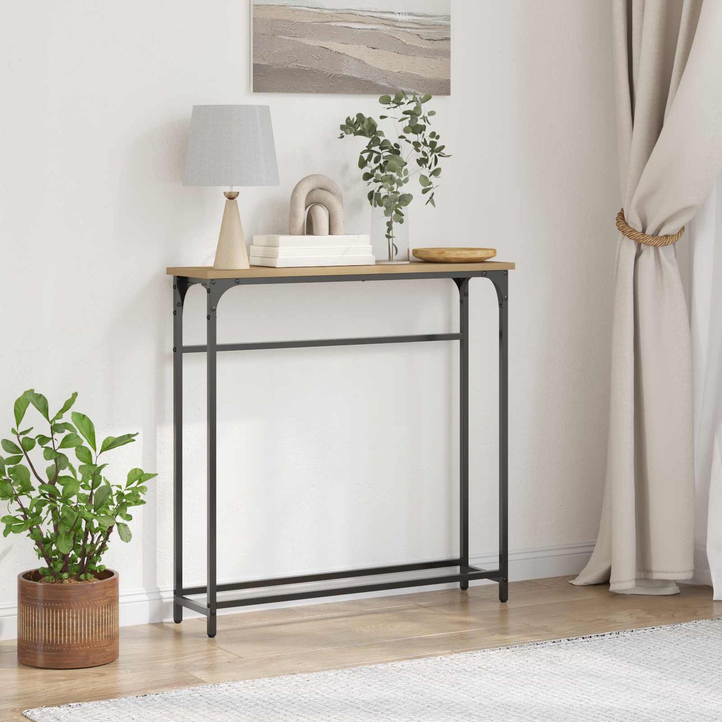vidaXL Τραπέζι Κονσόλας με ράφι artisan δρυς 75 x 19.5 x 75 εκ.
