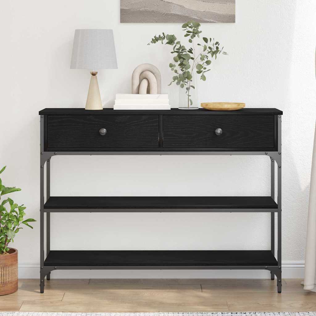 vidaXL Τραπέζι Κονσόλας με συρτάρι Μαύρη δρυς 100 x 25 x 75 εκ.