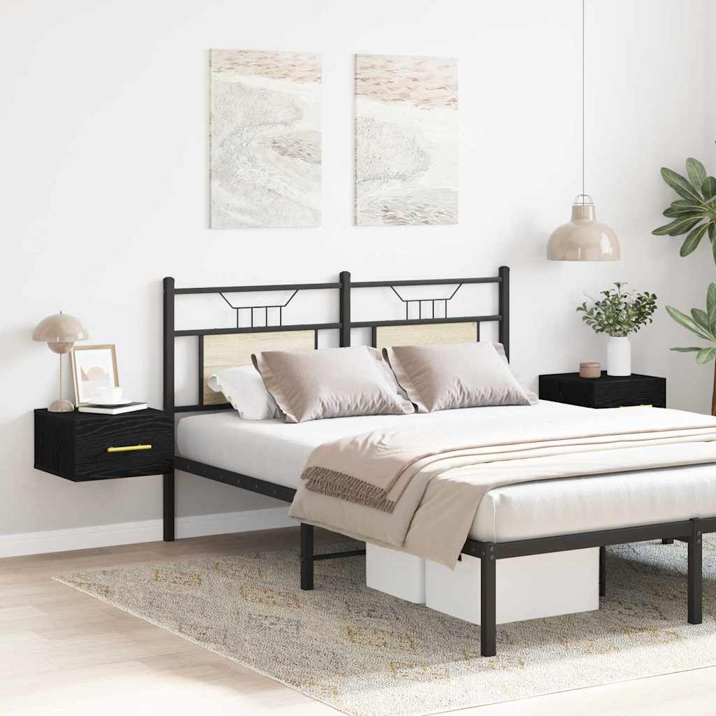 vidaXL Κομοδίνο 2 τμχ. 35 x 35 x 20 εκ Επεξεργασμένο Ξύλο Μαύρη Οξυά