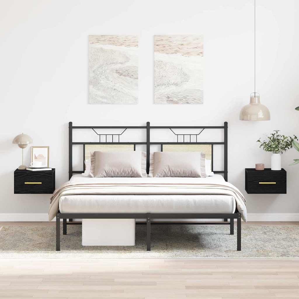 vidaXL Κομοδίνο 2 τμχ. 35 x 35 x 20 εκ Επεξεργασμένο Ξύλο Μαύρη Οξυά