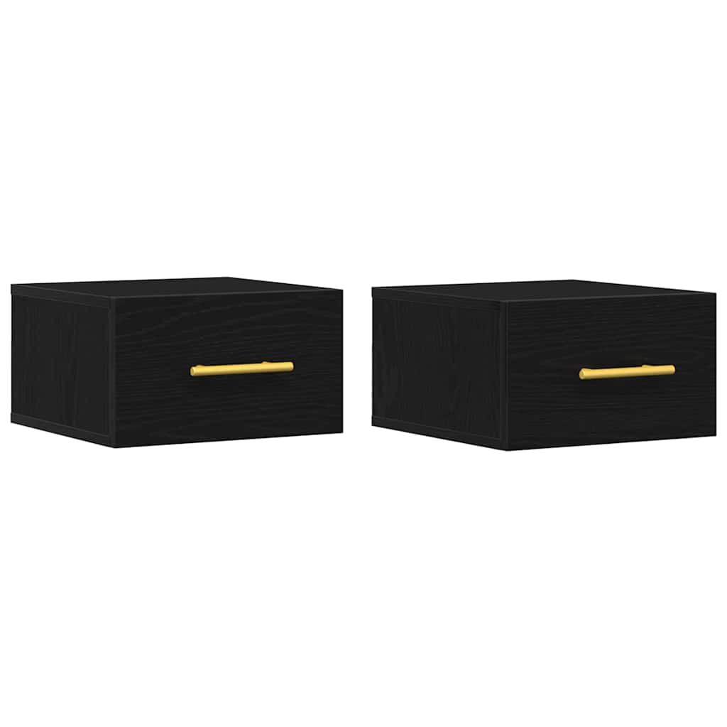 vidaXL Κομοδίνο 2 pcs Μαύρη δρυς 35 x 35 x 20 εκ Επεξεργασμένο ξύλο