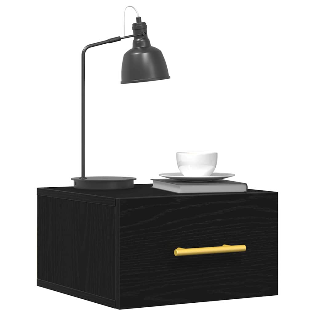 vidaXL Κομοδίνο 2 τμχ. 35 x 35 x 20 εκ Επεξεργασμένο Ξύλο Μαύρη Οξυά