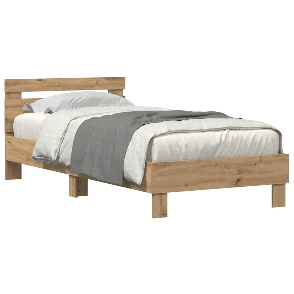 vidaXL Σκελετός Κρεβατιού Artisan Oak 90 x 200 cm Επεξεργασμένο Ξύλο