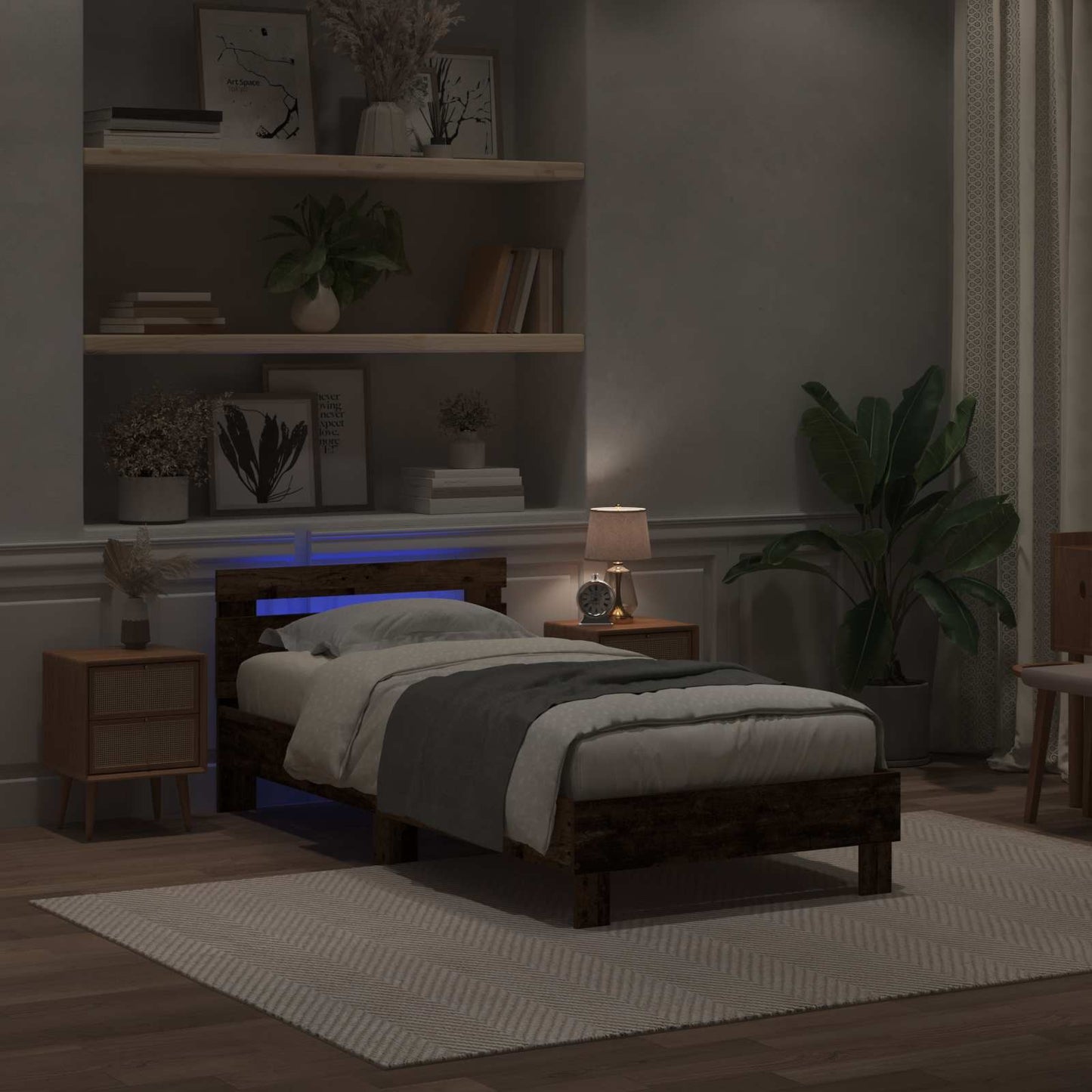 vidaXL Σκελετός Κρεβατιού Παλιό ξύλο 90 x 190 cm Επεξεργασμένο Ξύλο