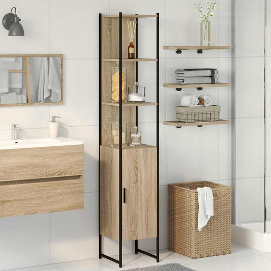vidaXL Ντουλάπι Μπάνιου Μπεζ 33 x 33 x 185,5 εκ Επεξεργασμένο ξύλο