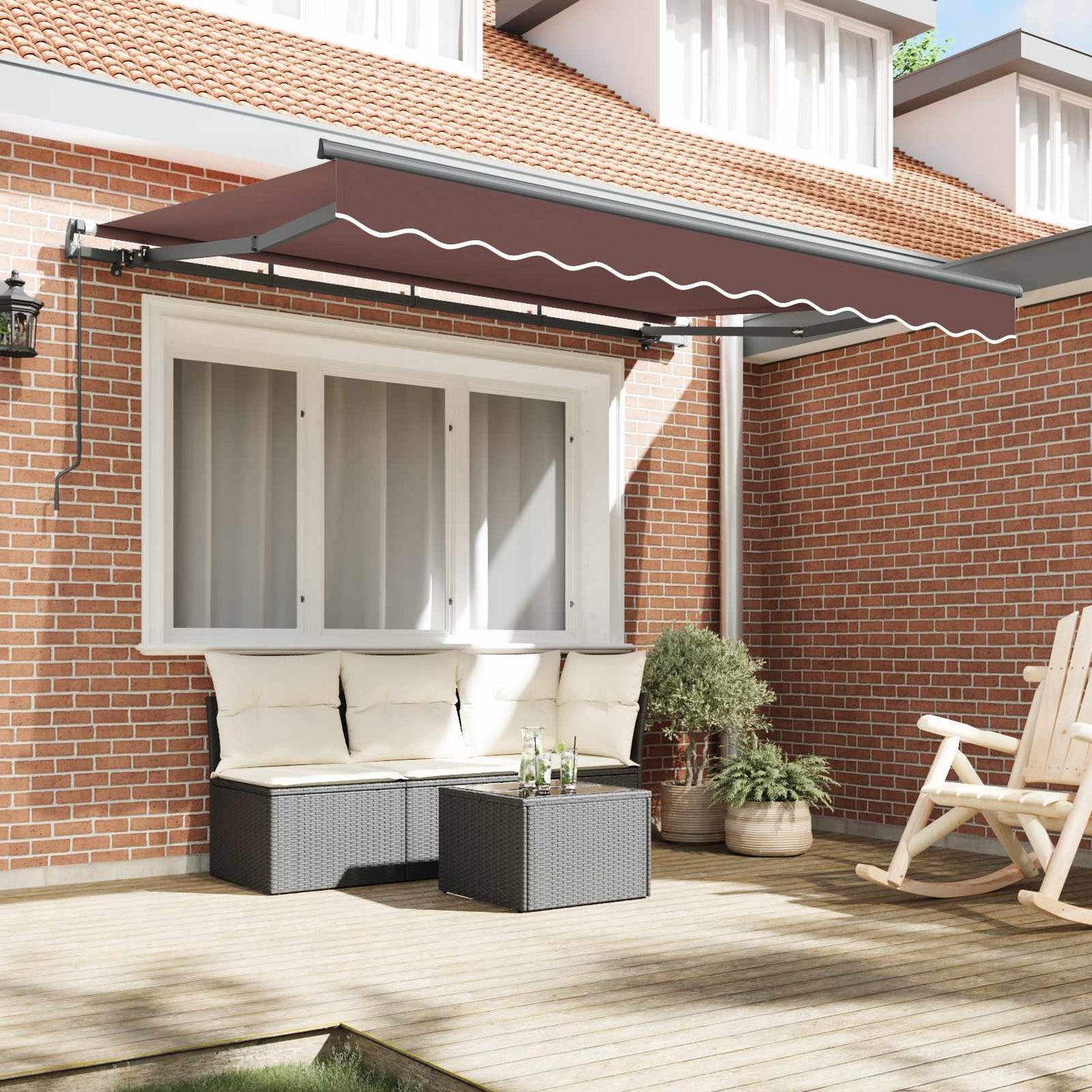 vidaXL Αναδιπλούμενη τέντα Καφέ 250 x 200 cm ύφασμα