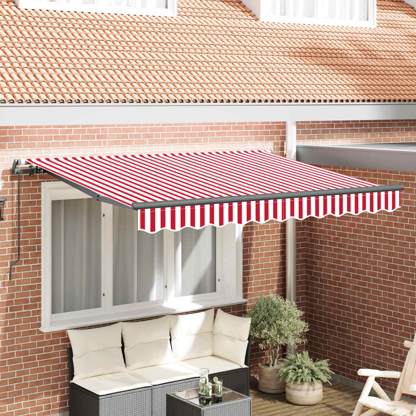 vidaXL Αναδιπλούμενη τέντα Κόκκινο 250 x 200 cm ύφασμα