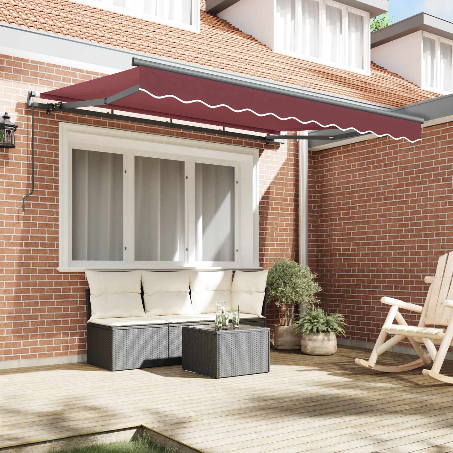 vidaXL Αναδιπλούμενη τέντα Μπορντό 300 x 200 cm ύφασμα