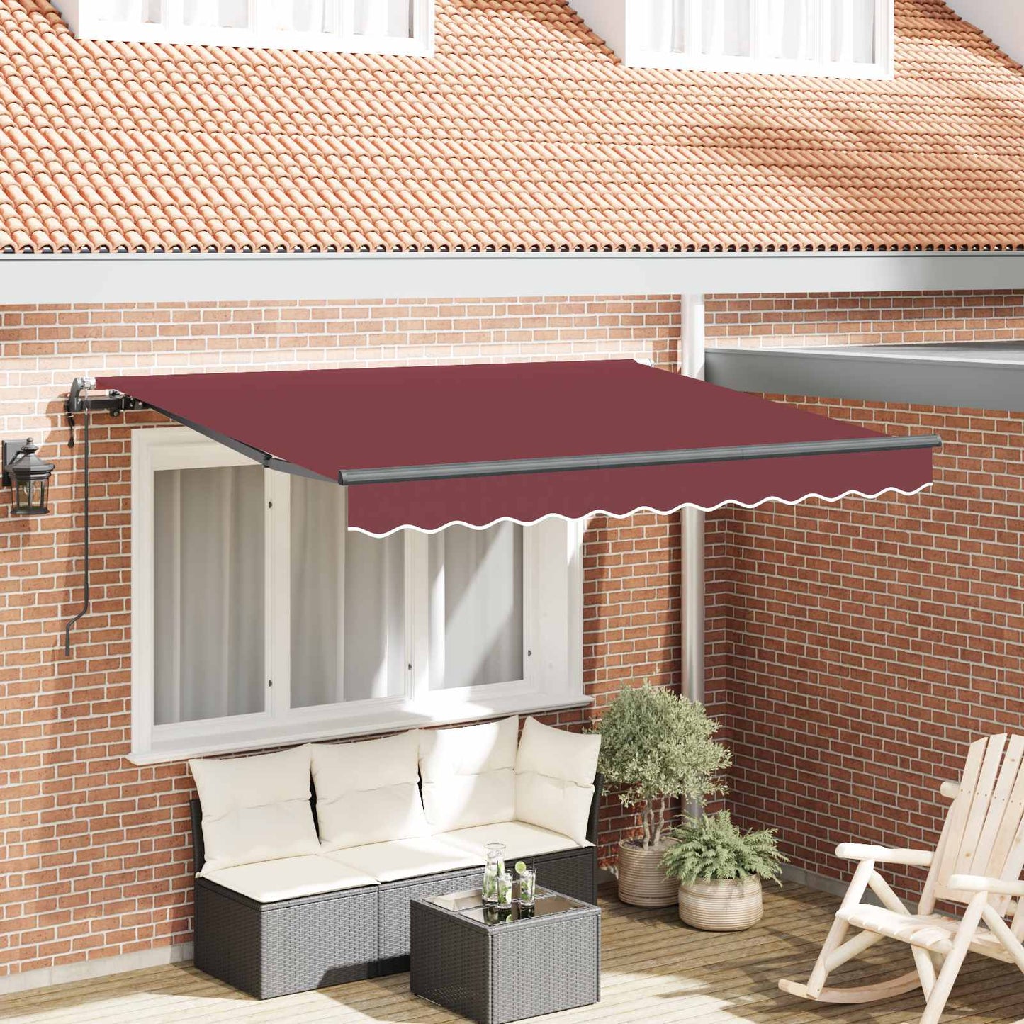 vidaXL Αναδιπλούμενη τέντα Μπορντό 300 x 200 cm ύφασμα