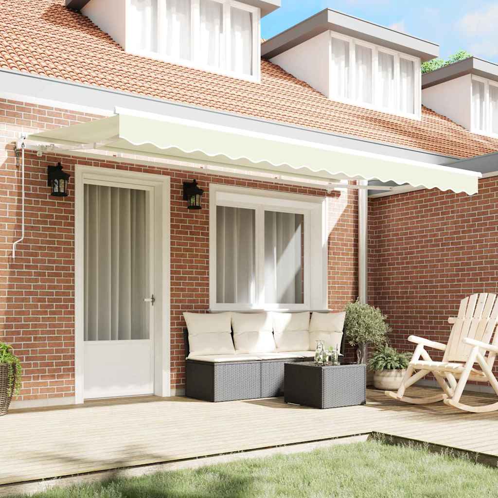 vidaXL Αναδιπλούμενη τέντα Κρεμ 350 x 200 cm ύφασμα