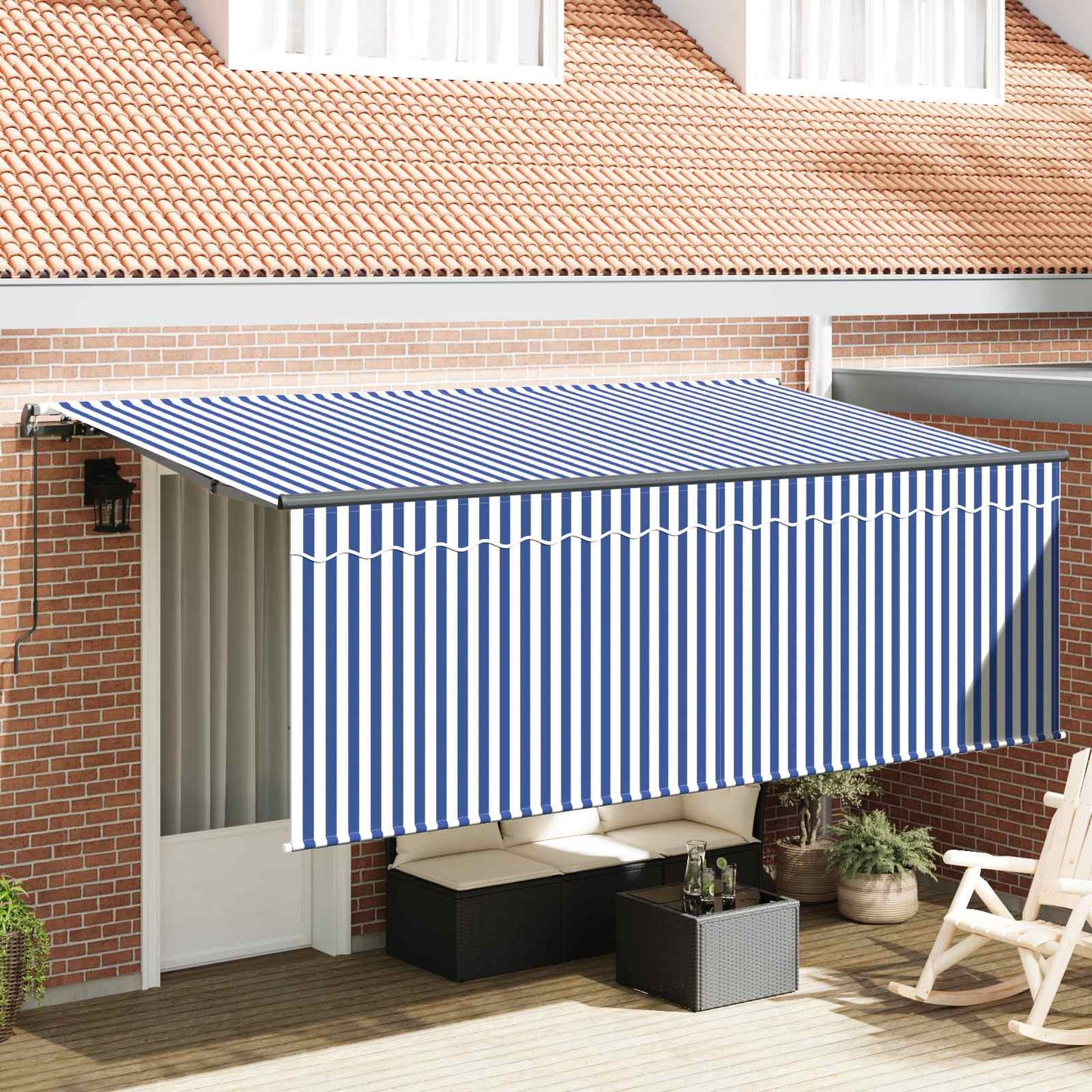vidaXL Σκηνίτσα Αναδιπλούμενη Ριγέ Μπλε 350 x 200 cm ύφασμα