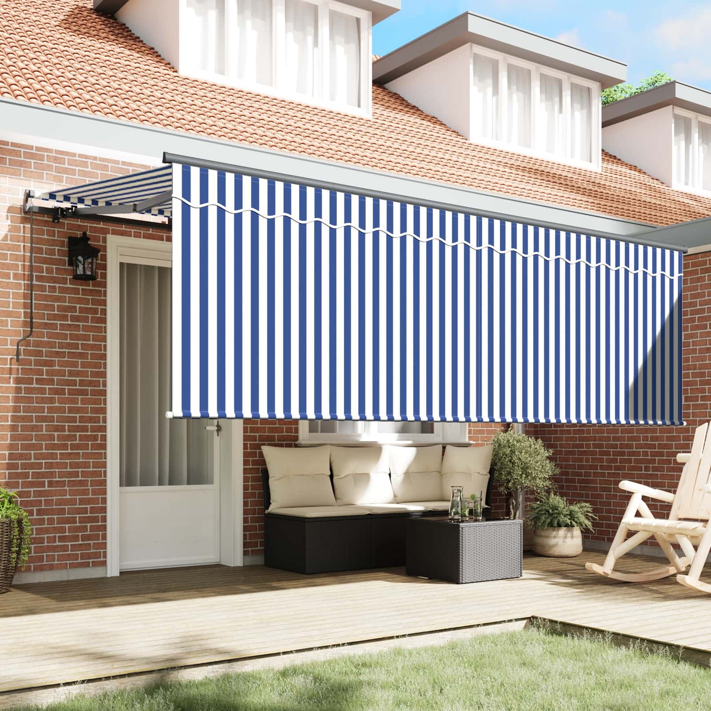 vidaXL Σκηνίτσα Αναδιπλούμενη Ριγέ Μπλε 350 x 200 cm ύφασμα