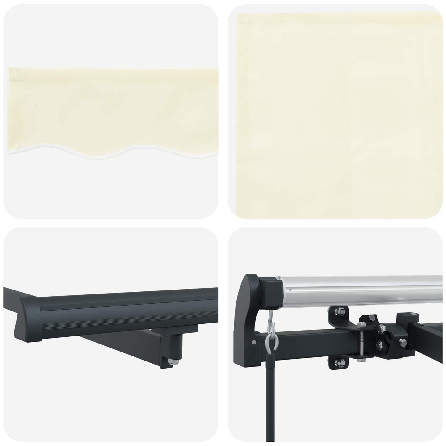 vidaXL Αναδιπλούμενη τέντα Κρεμ 350 x 200 cm Πολυεστέρας και Αλουμίνιο