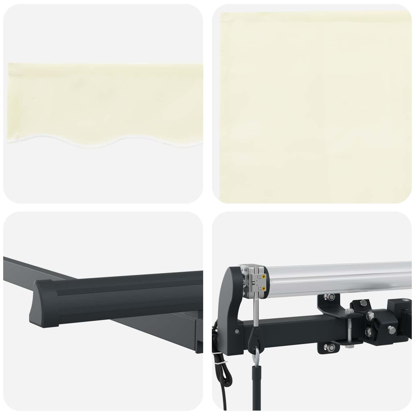 vidaXL Αναδιπλούμενη τέντα Κρεμ 350 x 200 cm Πολυεστέρας και Αλουμίνιο