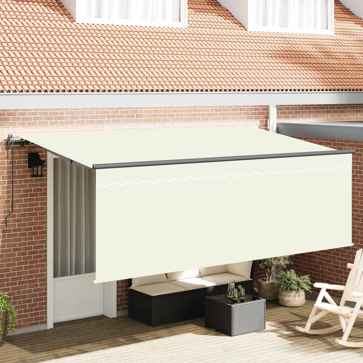 vidaXL Αναδιπλούμενη τέντα Κρεμ 350 x 200 cm Πολυεστέρας και Αλουμίνιο