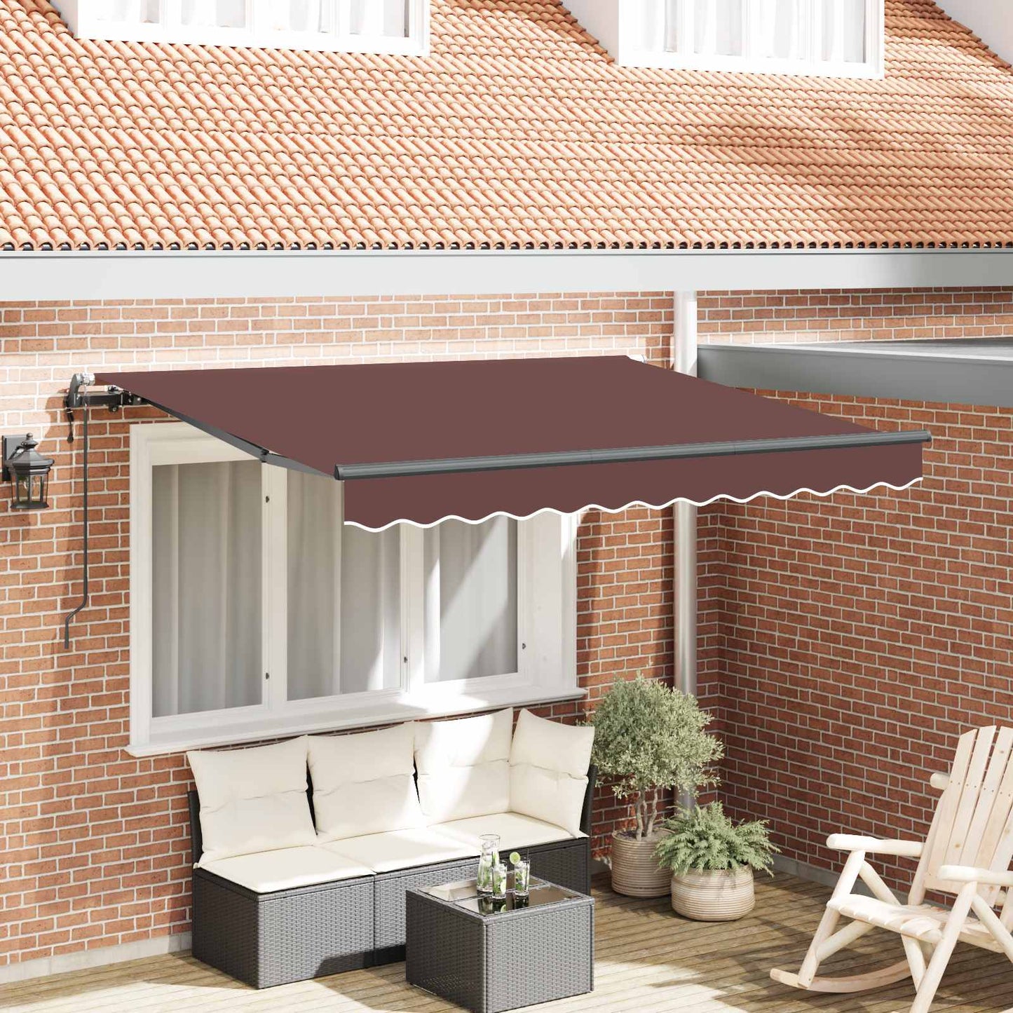 vidaXL Αναδιπλούμενη τέντα Καφέ 350 x 200 cm ύφασμα