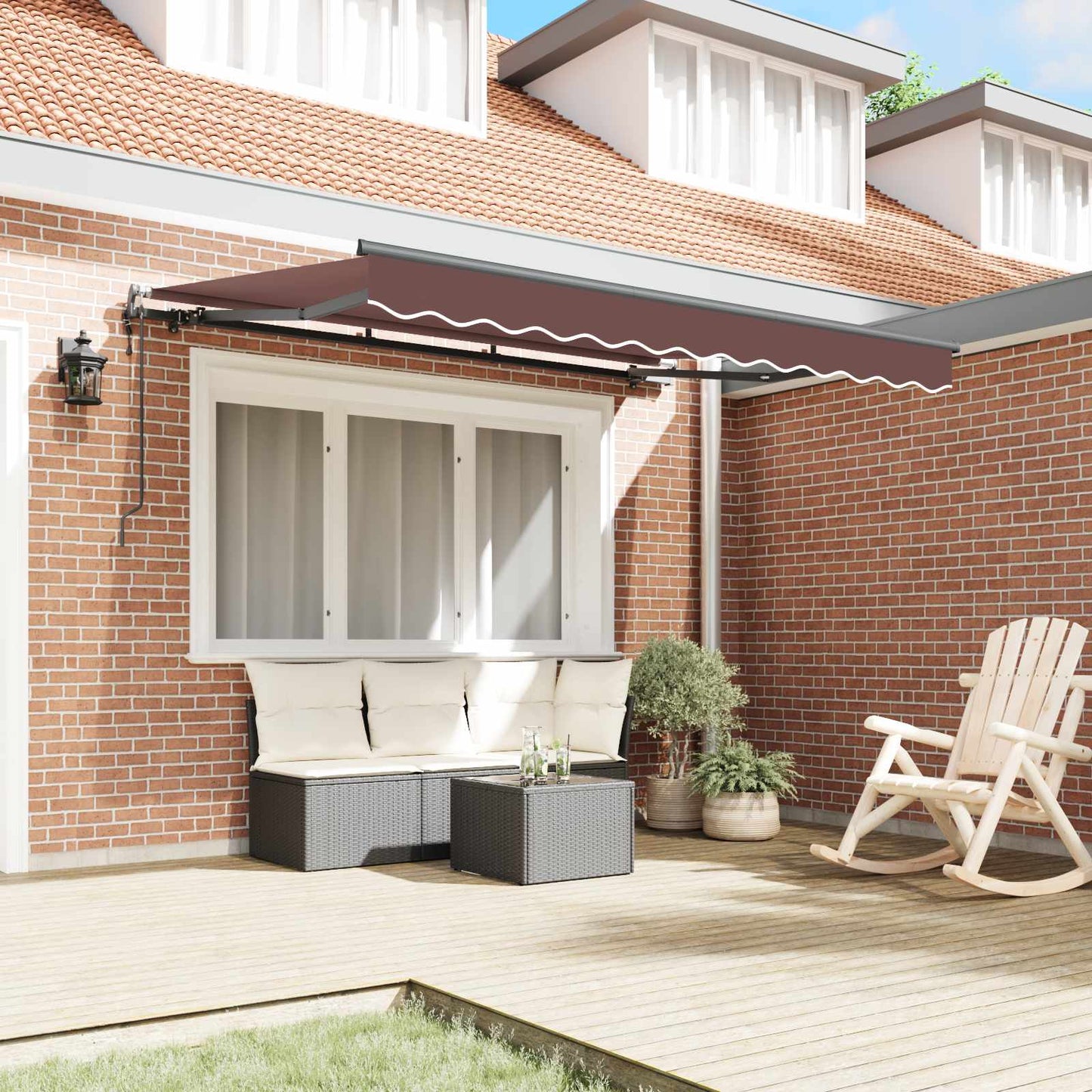 vidaXL Αναδιπλούμενη τέντα Καφέ 350 x 200 cm ύφασμα