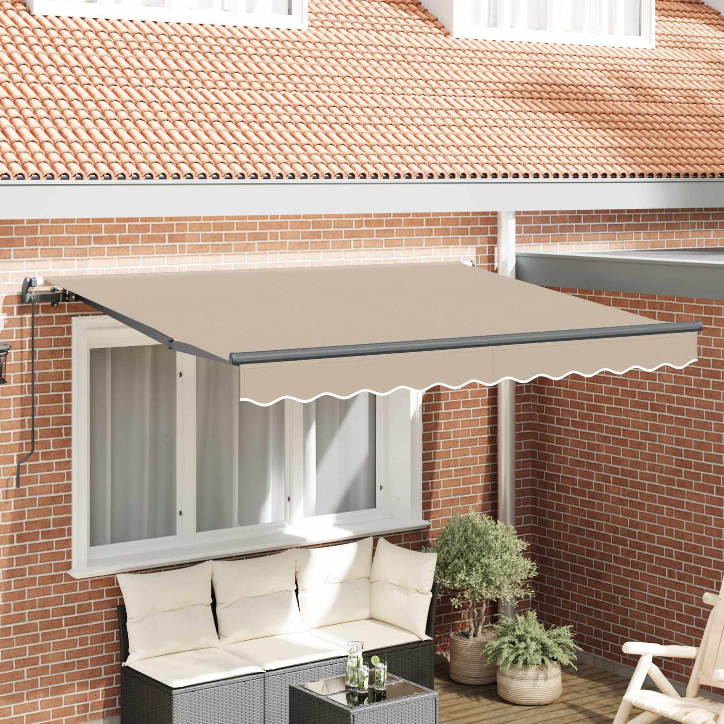 vidaXL Αναδιπλούμενη τέντα Μπεζ 350 x 200 cm ύφασμα
