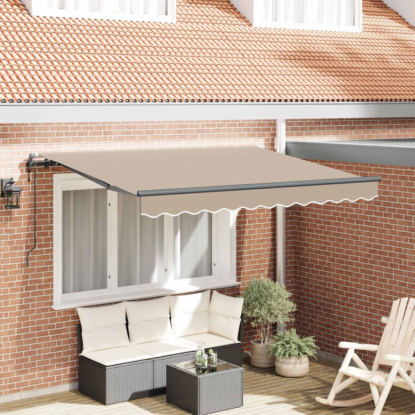 vidaXL Αναδιπλούμενη τέντα Μπεζ 350 x 200 cm ύφασμα