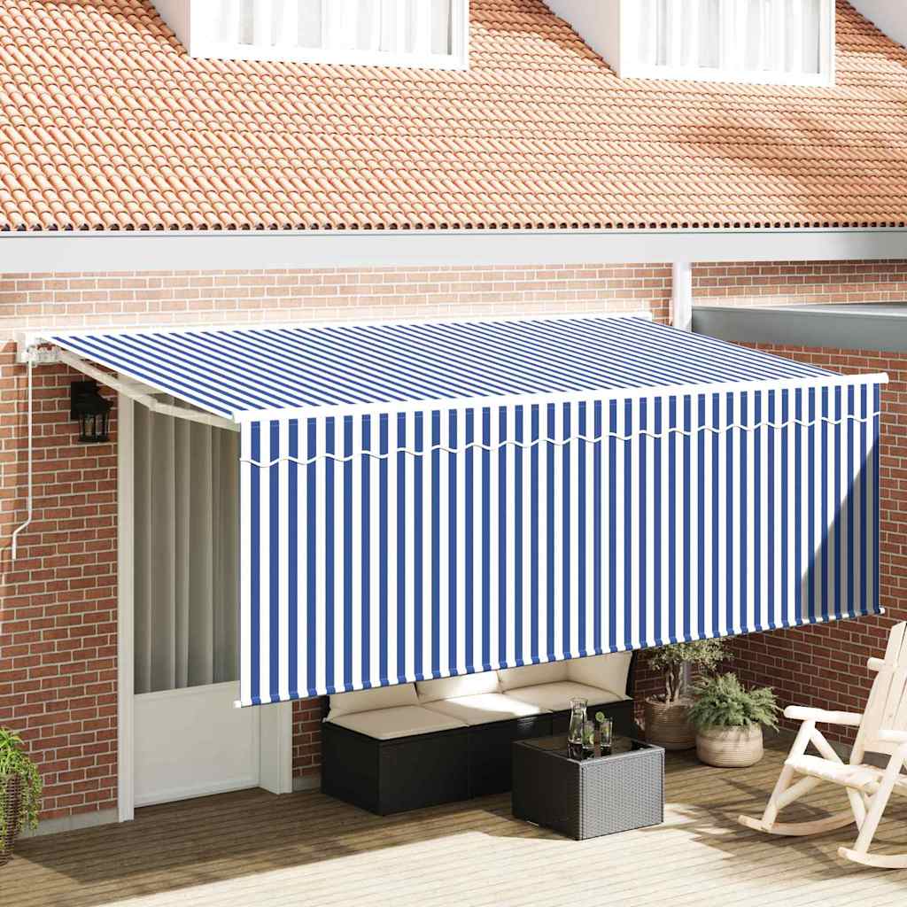 vidaXL Αναδιπλούμενη τέντα Μπλε και άσπρο 400 x 200 cm