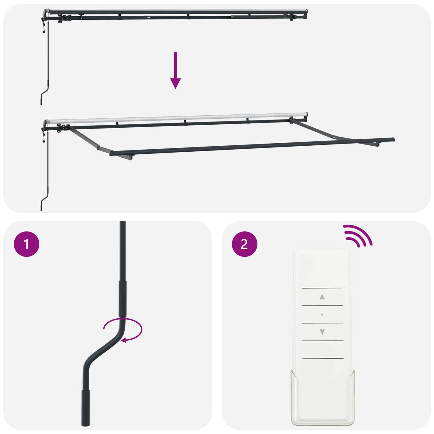 vidaXL Αναδιπλούμενη τέντα Ανθρακί 400 x 200 cm ύφασμα